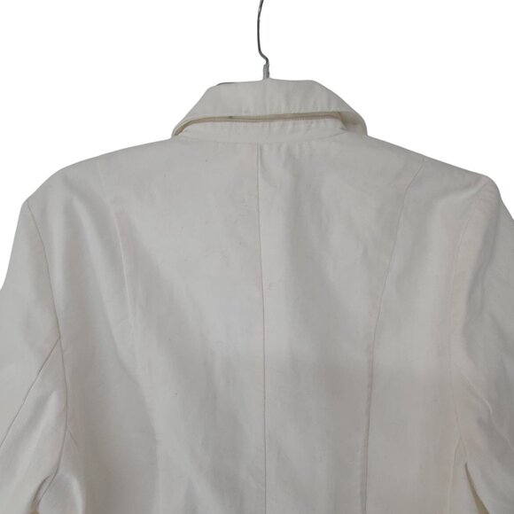 Pilcro Fray Hem Blazer NWT off white Size M Quiet Luxuary Office double breasted - Picture 5 of 10